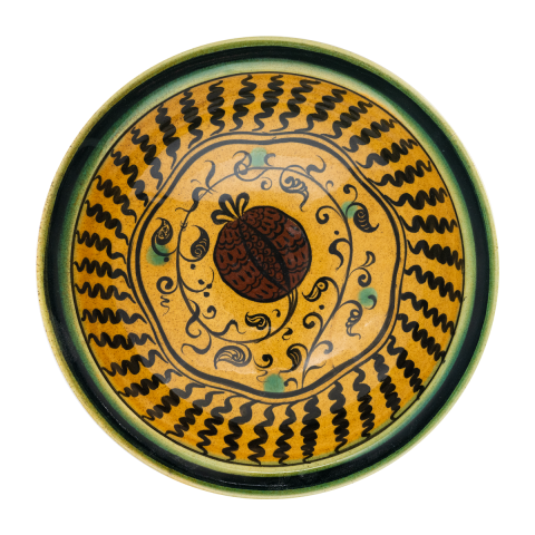 Selçuklu Nar Desenli Sarı Tabak (23cm)