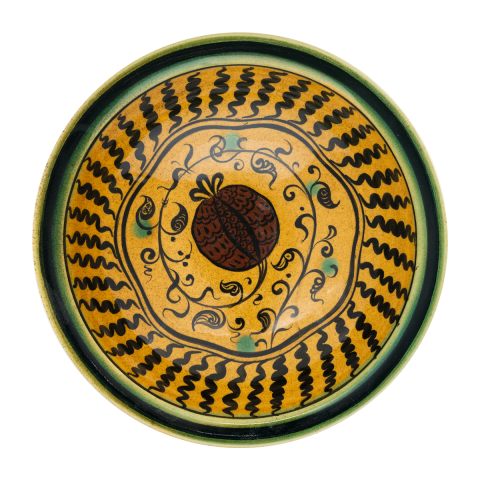 Selçuklu Nar Desenli Sarı Tabak (23cm)