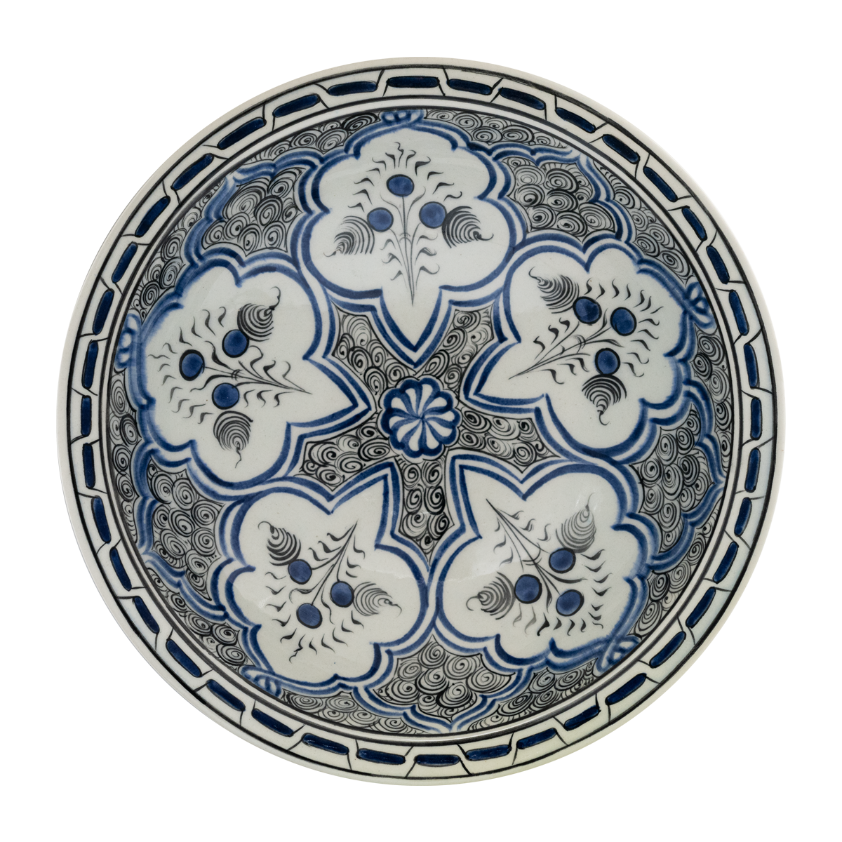 Beylikler Dönemi Salyangoz Zeminli Çiçek Demetli Tabak (23cm)