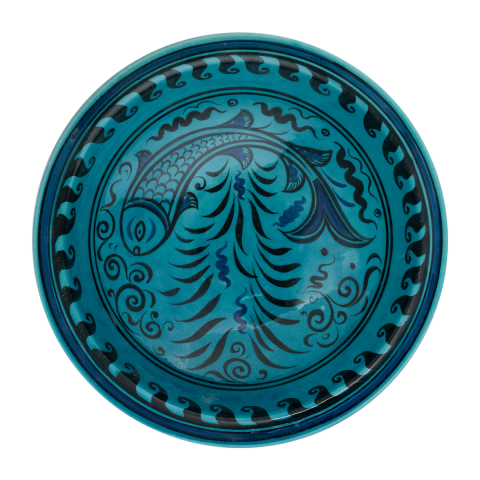 Beylikler Dönemi Balık Motifli Turkuaz Tabak (23cm)
