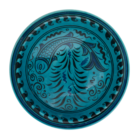 Beylikler Dönemi Balık Motifli Turkuaz Tabak (23cm)