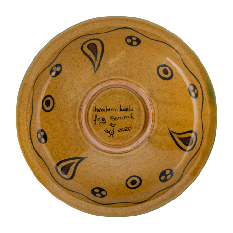 Selçuklu Kuş Figürlü Sarı Tabak (23cm)