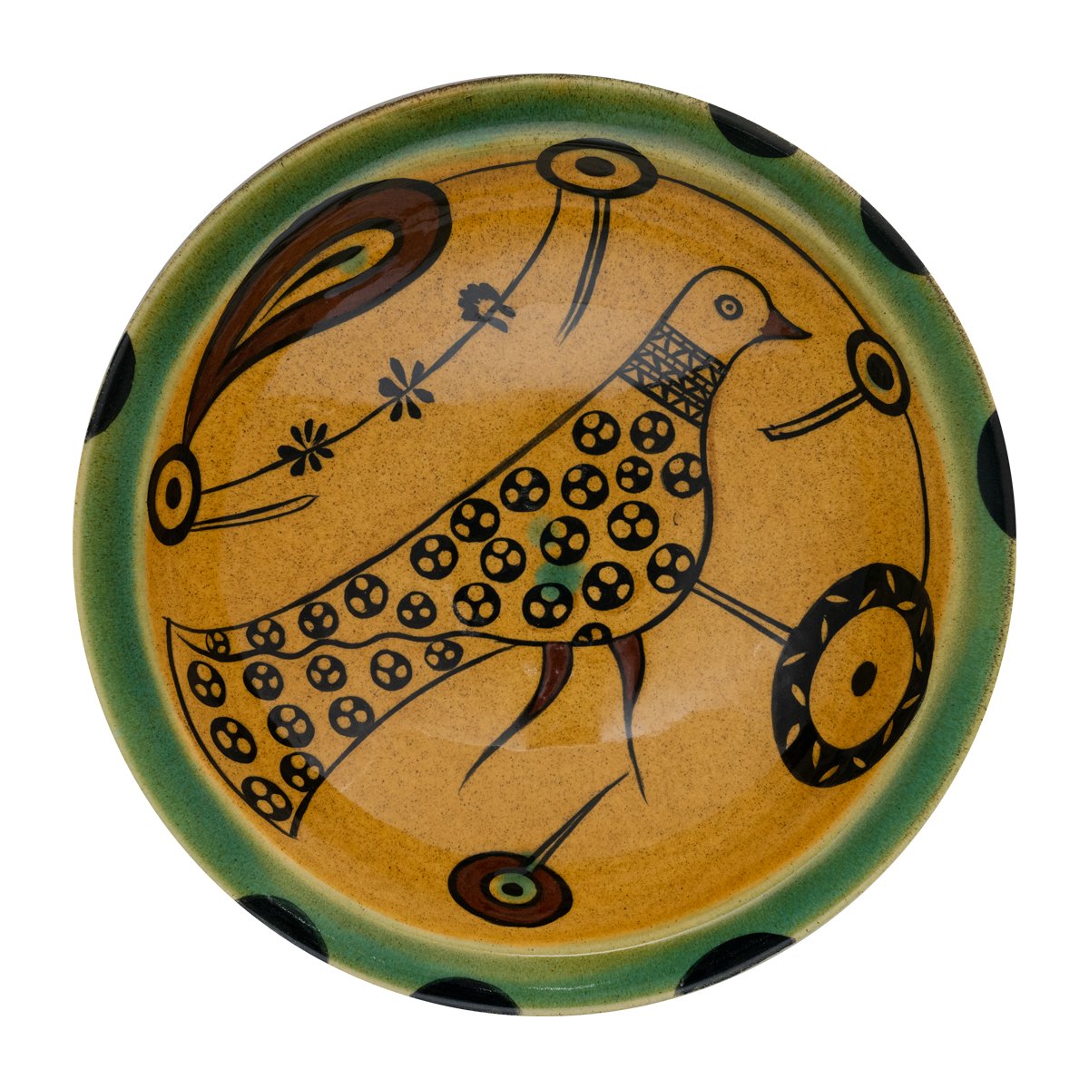 Selçuklu Kuş Figürlü Sarı Tabak (23cm)
