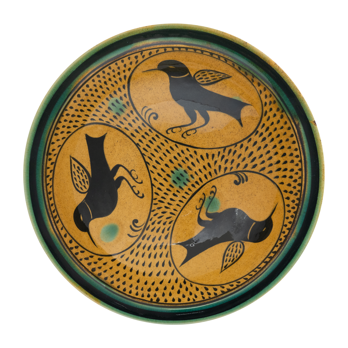 Selçuklu Fırça Darbeli Kuş Figürlü Tabak (23cm)