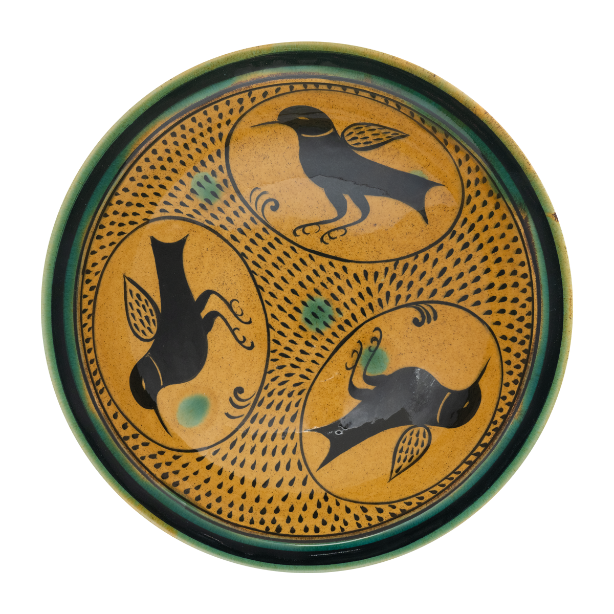 Selçuklu Fırça Darbeli Kuş Figürlü Tabak (23cm)