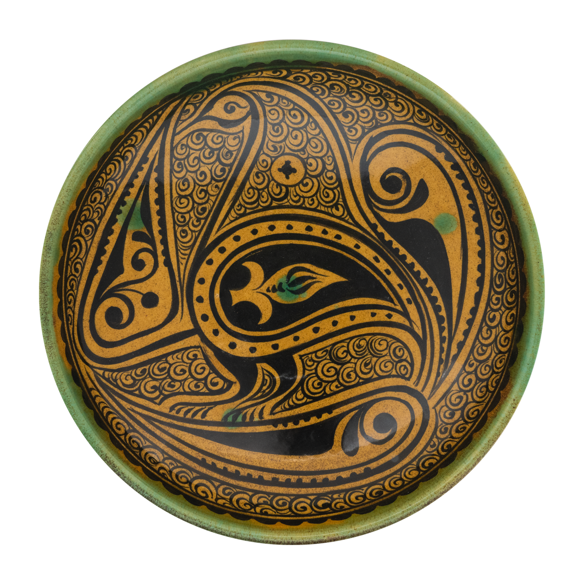 Selçuklu Salyangoz Zeminli Stilize Kuş Desenli Tabak (19cm)