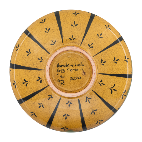 Selçuklu Stilize Balıkçıl Kuş Desenli Tabak (19cm)