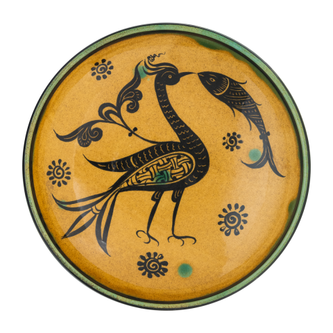 Selçuklu Stilize Balıkçıl Kuş Desenli Tabak (19cm)