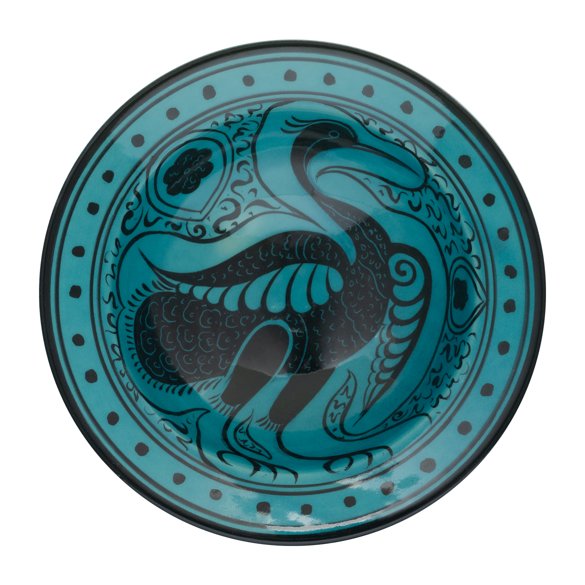 Selçuklu Kuş Desenli Turkuaz Tabak (19cm)