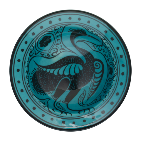 Selçuklu Kuş Desenli Turkuaz Tabak (19cm)