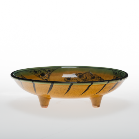 Selçuklu Stilize Doğa Motifli Sarı Ayaklı Tabak (23cm)