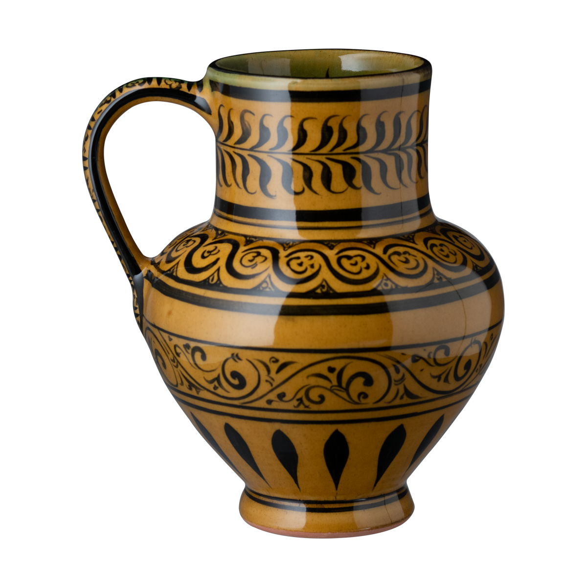 Selçuklu Stilize Yaprak Desenli Sarı Maşrapa