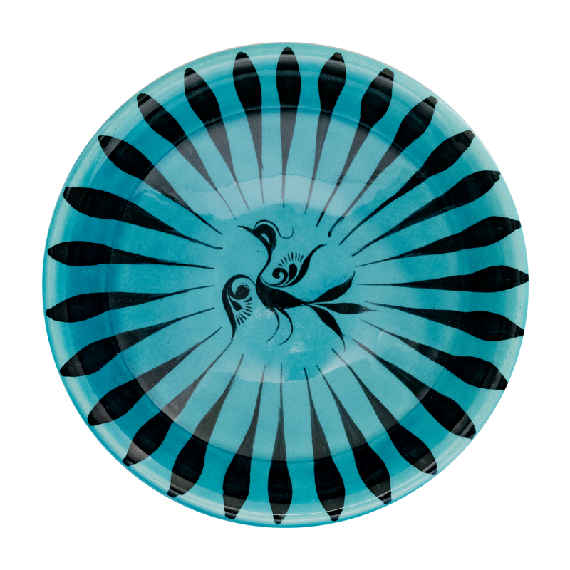 Selçuklu Stilize Kuş Desenli Turkuaz Kase (16cm)