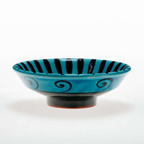 Selçuklu Stilize Kuş Desenli Turkuaz Kase (16cm)