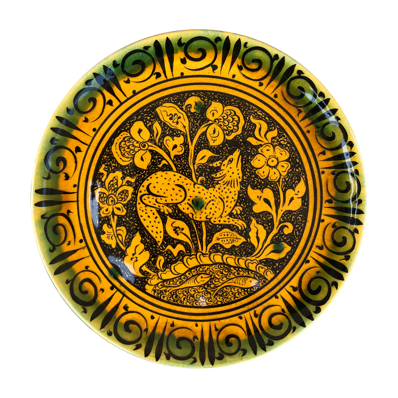 Selçuklu Stilize Doğa Motifli Düz Tabak (25cm)