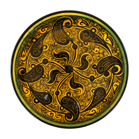 Stilize Doğa Motifli Selçuklu Düz Tabak (25cm)