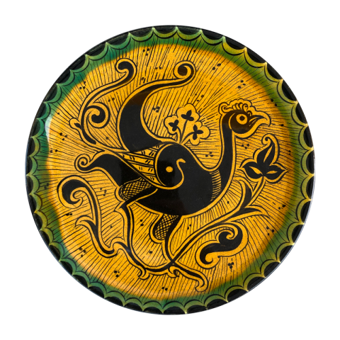 Stilize Kuş Desenli Selçuklu Düz Tabak (25cm)