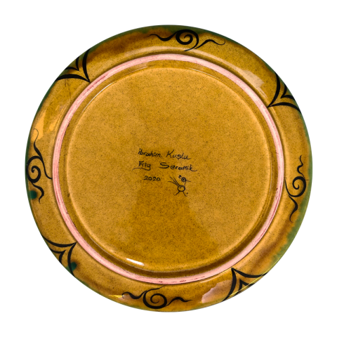 Stilize Kuş Desenli Selçuklu Düz Tabak (25cm)