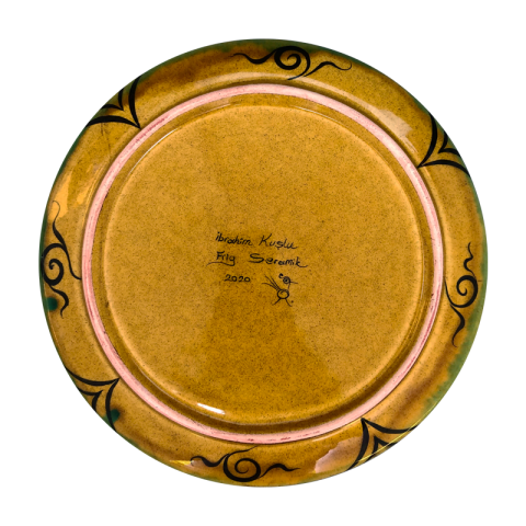 Stilize Kuş Desenli Selçuklu Düz Tabak (25cm)