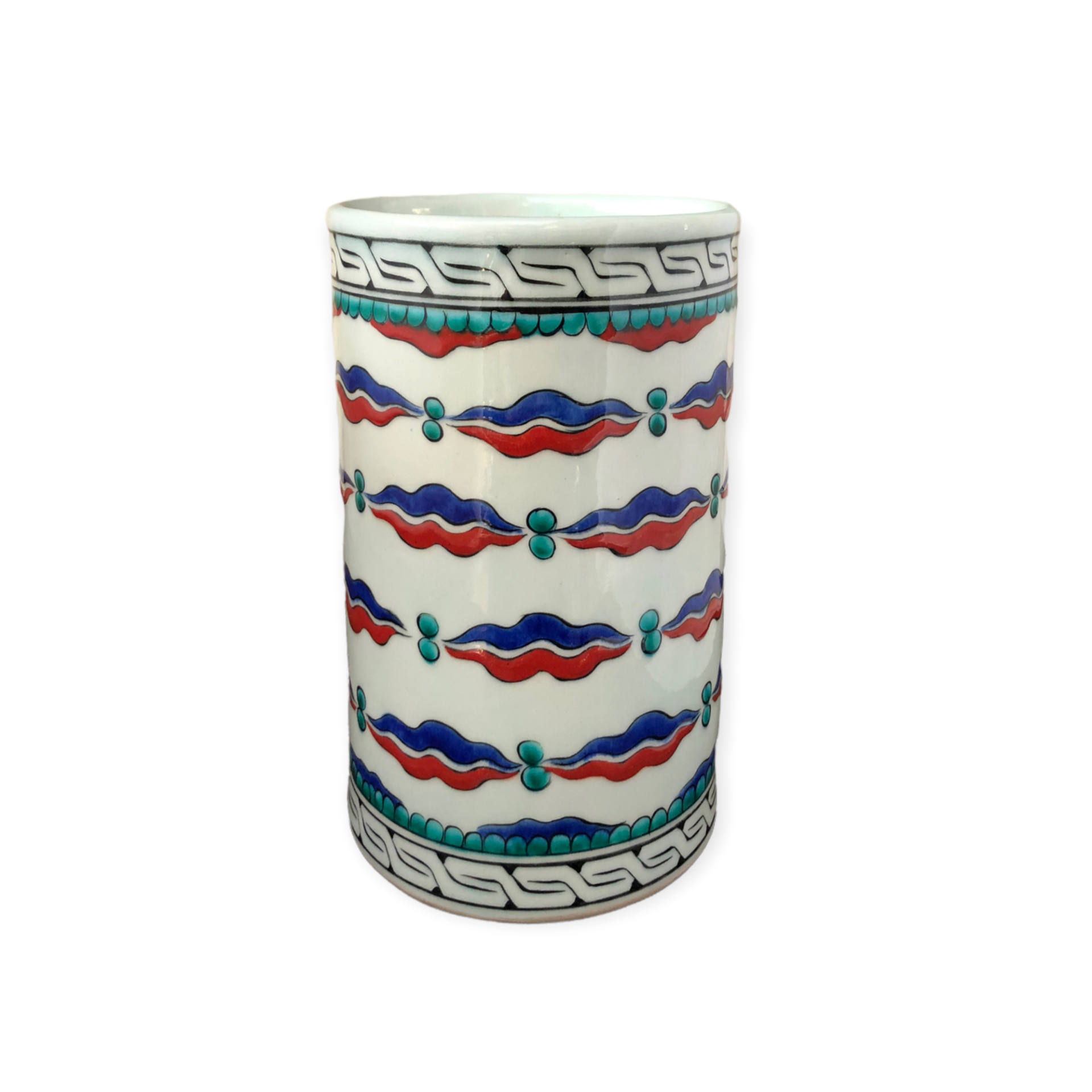 İznik Renkli Dönem Dalga Desenli Vazo