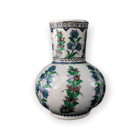 İznik Mavi Çiçek Desenli Saplı Sürahi