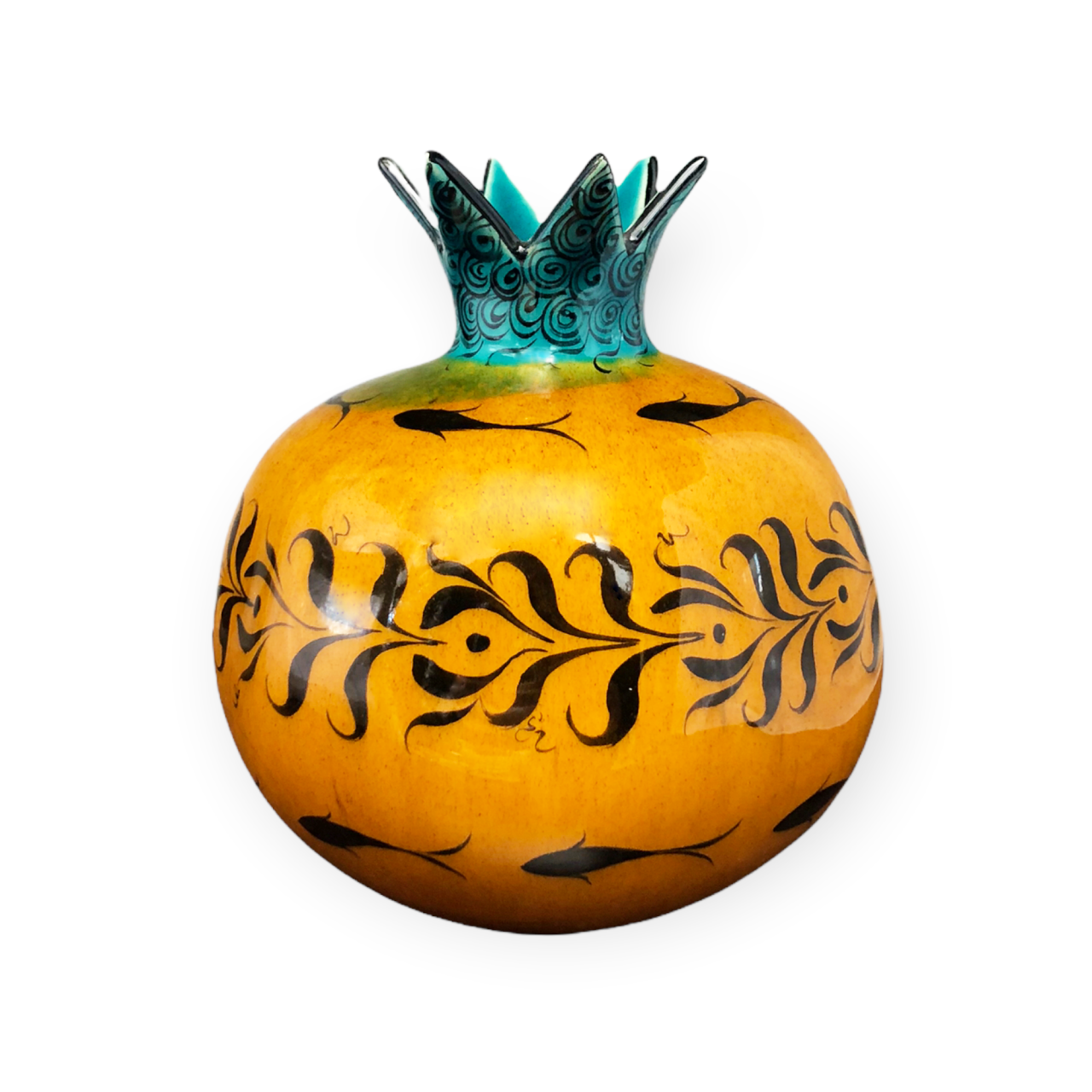 Selçuklu Balık ve Çiçek Desenli Dekoratif Nar Obje