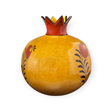 Selçuklu Kırmızı Çiçek Desenli Dekoratif Nar Obje