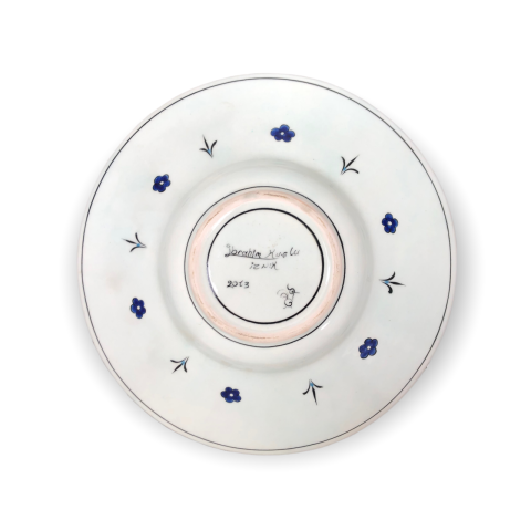 İznik Renkli Dönem Mavi Yaprak Desenli Tondino Tabak (30cm)