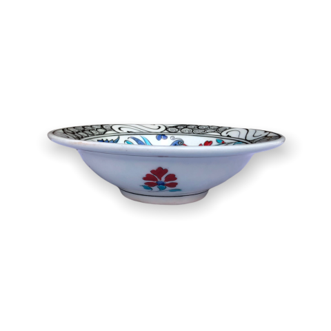 İznik Renkli Dönem Mavi Kuş Desenli Tabak (19cm)