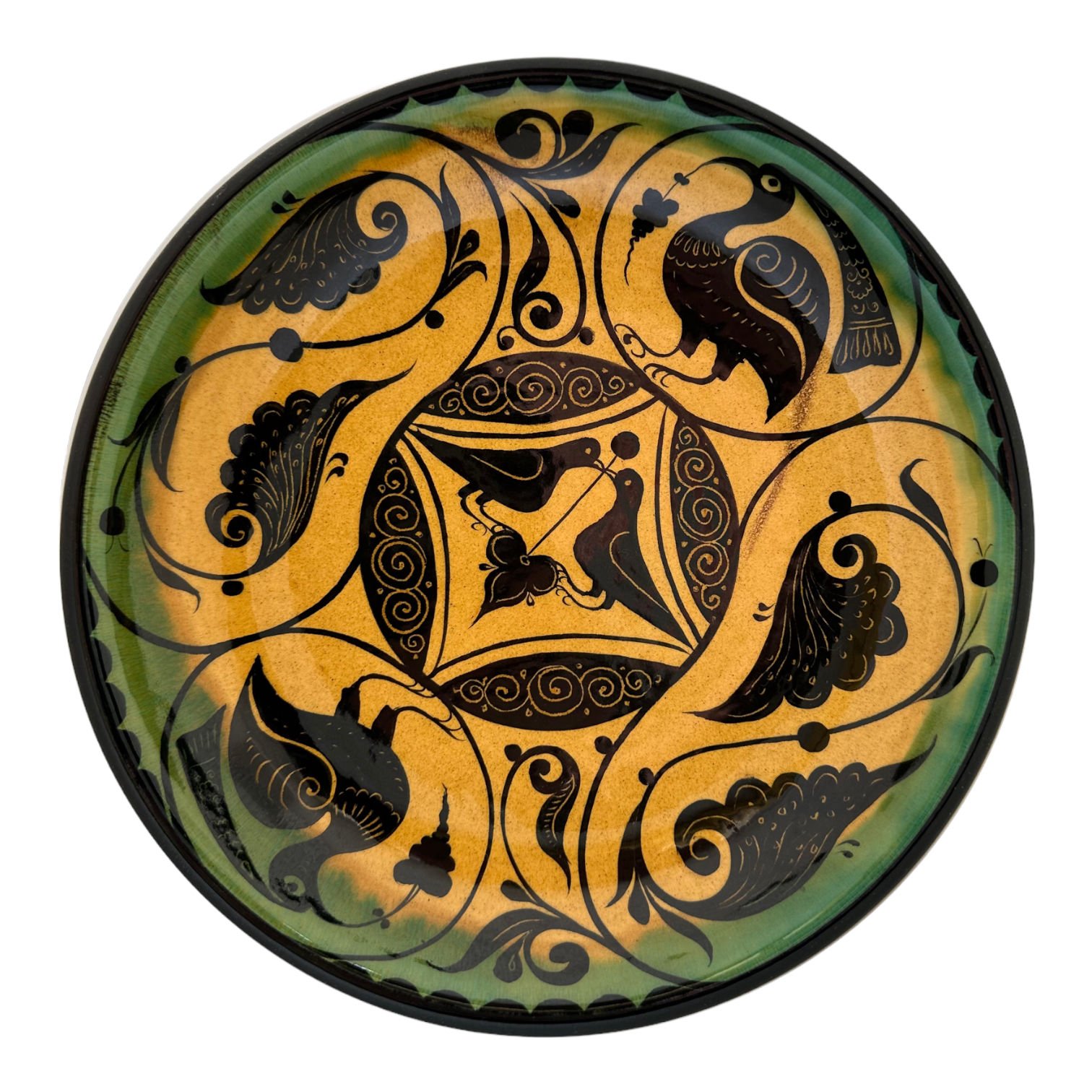 Selçuklu Stilize Yaprak ve Kuş Desenli Tabak 23cm