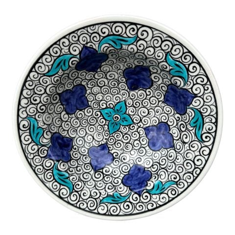 Selçuklu Stilize Çiçek ve  Helezon Desenli Tabak 19cm