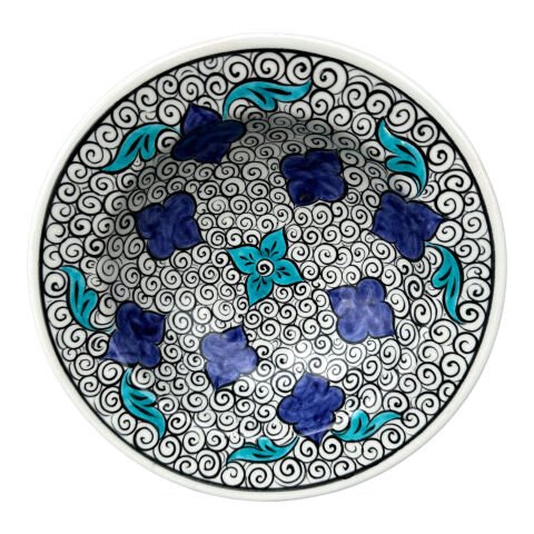 Selçuklu Stilize Çiçek ve  Helezon Desenli Tabak 19cm
