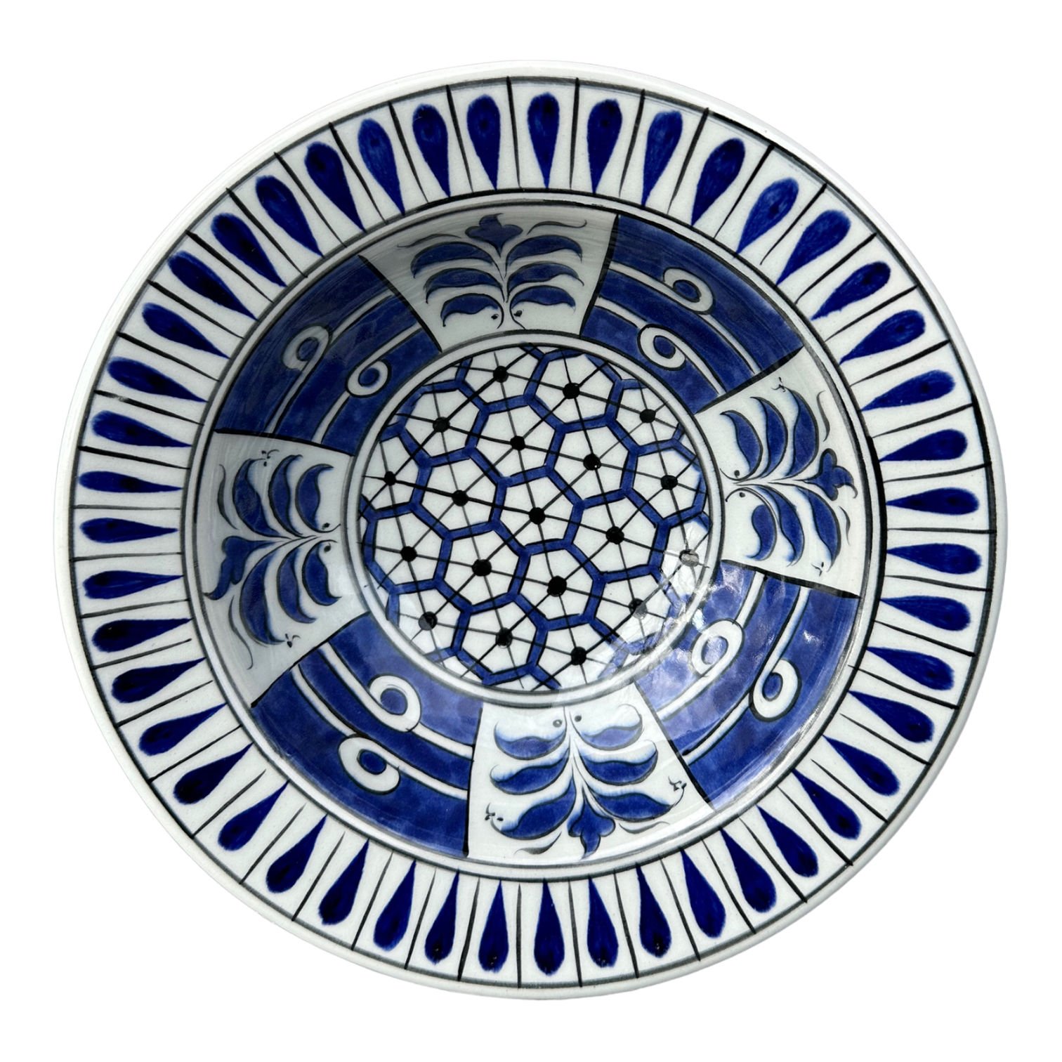 Selçuklu Mavi Beyaz Desenli Tabak 19cm