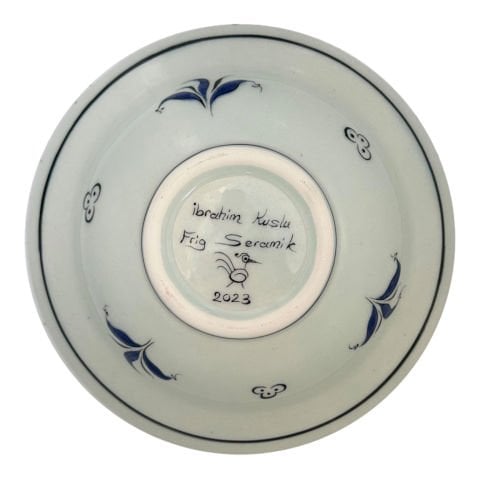 İznik Dönemi Mavi Beyaz Desenli Tabak 19cm