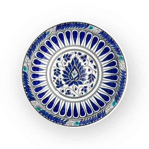 Beylikler Dönemi Lotus Çiçek Desenli Tabak 23cm