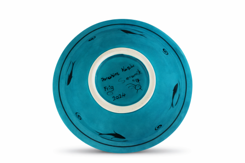 Selçuklu Balık ve Yaprak Desenli Kenarlı Tabak (19cm)