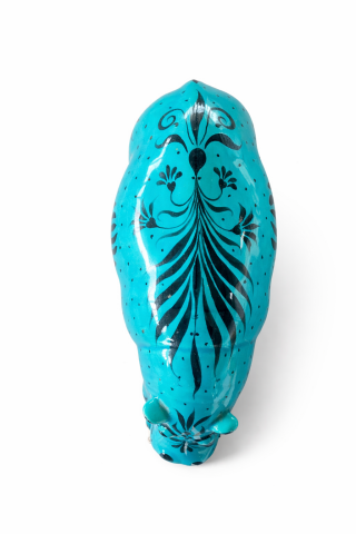 Selçuklu Motifli Çiçek Dallı Turkuaz Su Aygırı