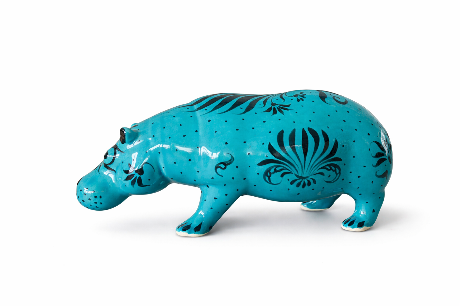 Selçuklu Motifli Çiçek Dallı Turkuaz Su Aygırı