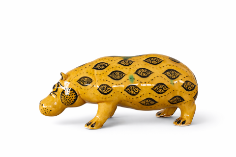 Selçuklu Desenli Sarı Dekoratif Obje Su Aygırı