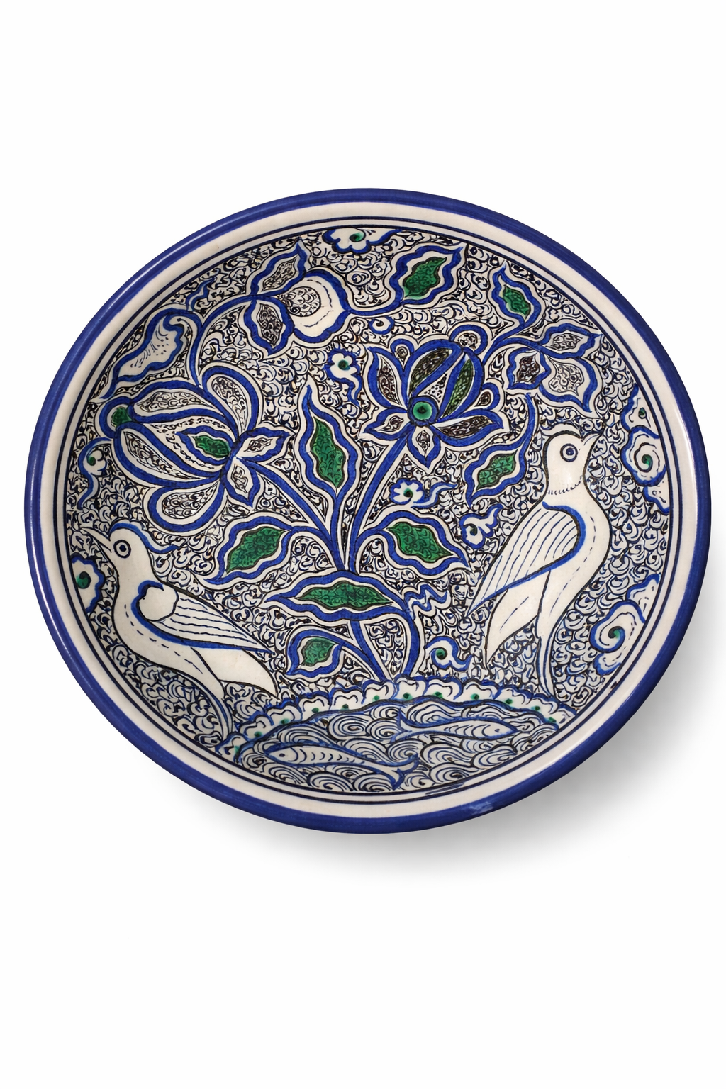 Selçuklu Stilize Kuş ve Balık Motifli Kase (22cm) *