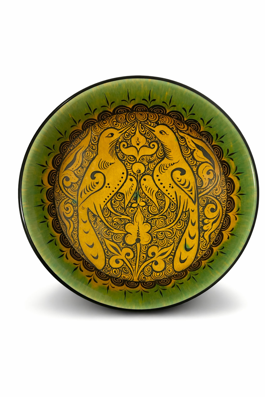 Selçuklu Stilize Hayat Ağacı ve Güvercinler Desenli Kase (22cm)