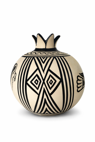 Selçuklu Stilize Kuş Desenli Dekoratif Nar Obje (12 cm)