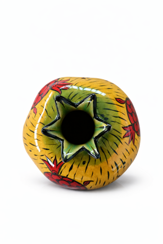 Selçuklu Stilize Nar Desenli Dekoratif Sarı Nar Obje (12 cm)