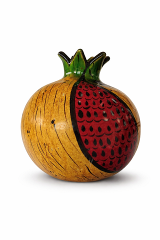 Selçuklu  Stilize Nar Desenli Sarı/Kırmızı Obje Nar  (12 cm)