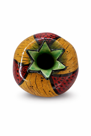 Selçuklu  Stilize Nar Desenli Sarı/Kırmızı Obje Nar  (12 cm)
