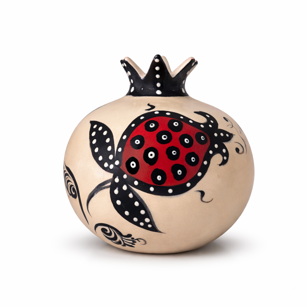 Selçuklu Stilize Kırmızı Nar Desenli Dekoratif Nar Obje (12 cm)