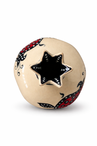 Selçuklu Stilize Kırmızı Nar Desenli Dekoratif Nar Obje (12 cm)