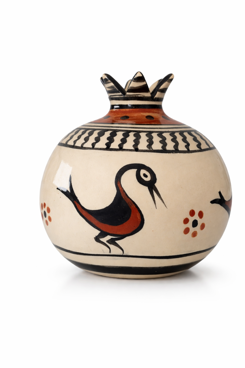 Selçuklu Stilize Kuş Desenli Dekoratif Nar Obje (12 cm)