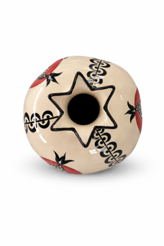 Selçuklu Stilize Nar Desenli Dekoratif Siyah Damarlı Nar Obje (12 cm)