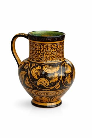 Selçuklu Stilize Doğa ve Kuş Desenli Sarı Maşrapa